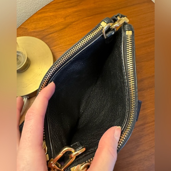 Michael Kors Medium Pebbled Leather Double-Zip Crossbody Bag in Black - Picture 14 of 15